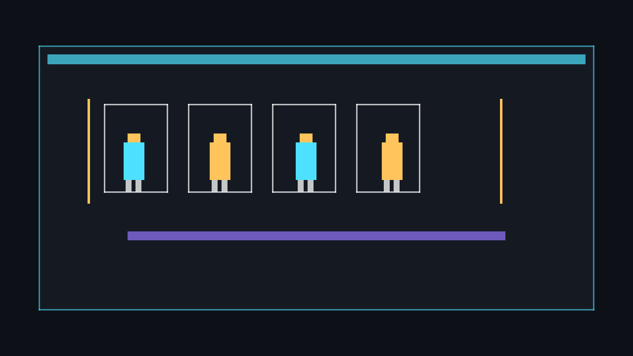 A four-frame character walk cycle sprite sheet